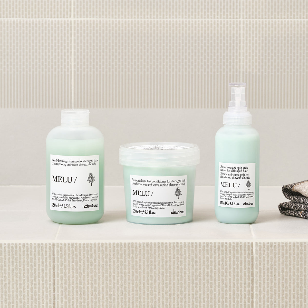 Lifestyle photo of Davines Melu Conditioner for long or damaged hair