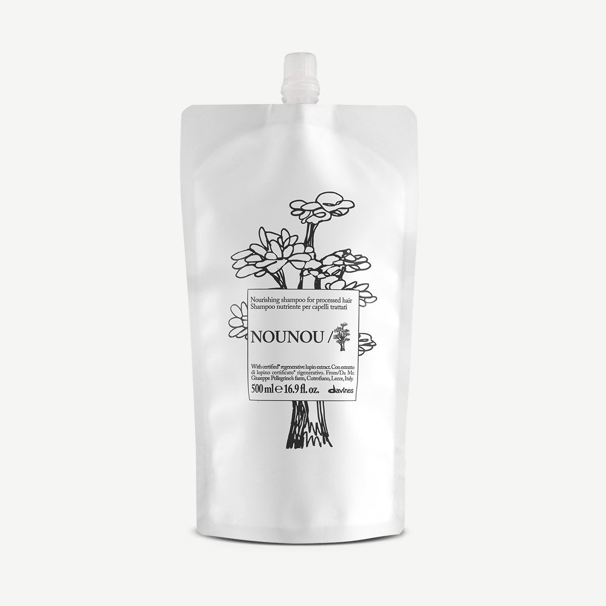 Davines Nounou Shampoo 500ml refill pouch, nourishing shampoo refill for damaged hair