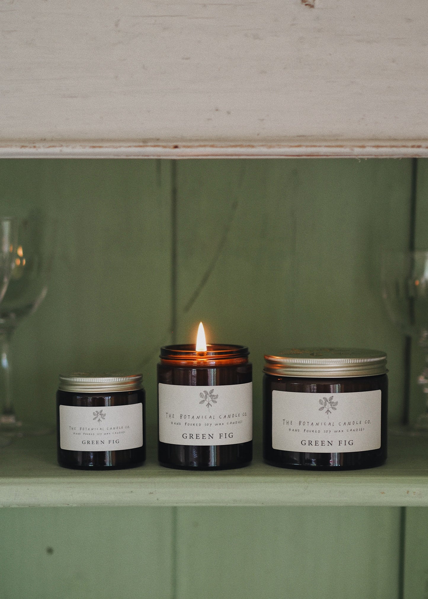 Green Fig hand-poured soy wax candle by The Botanical Candle Co.
