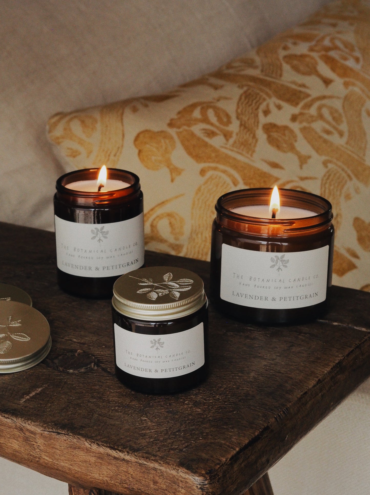 Lavender and Petitgrain hand-poured soy wax candle by The Botanical Candle Co.