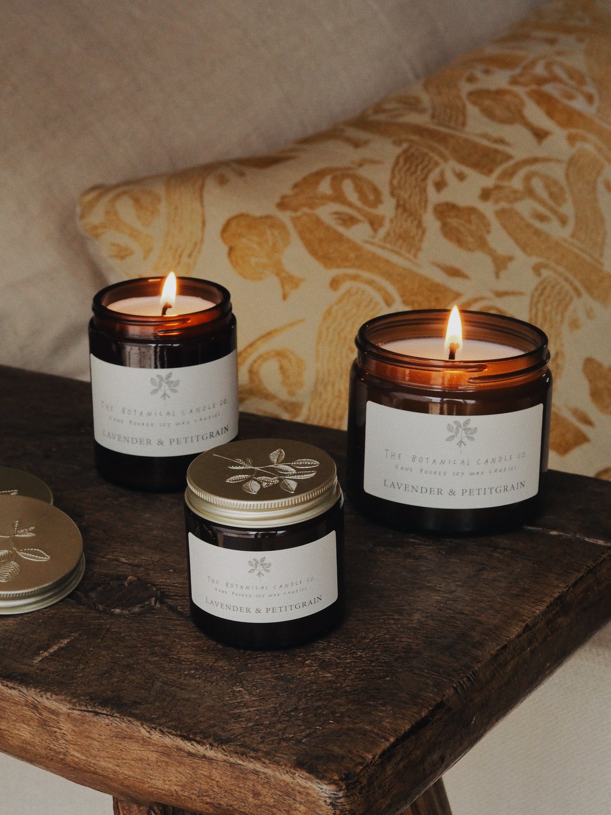Lavender and Petitgrain hand-poured soy wax candle by The Botanical Candle Co.