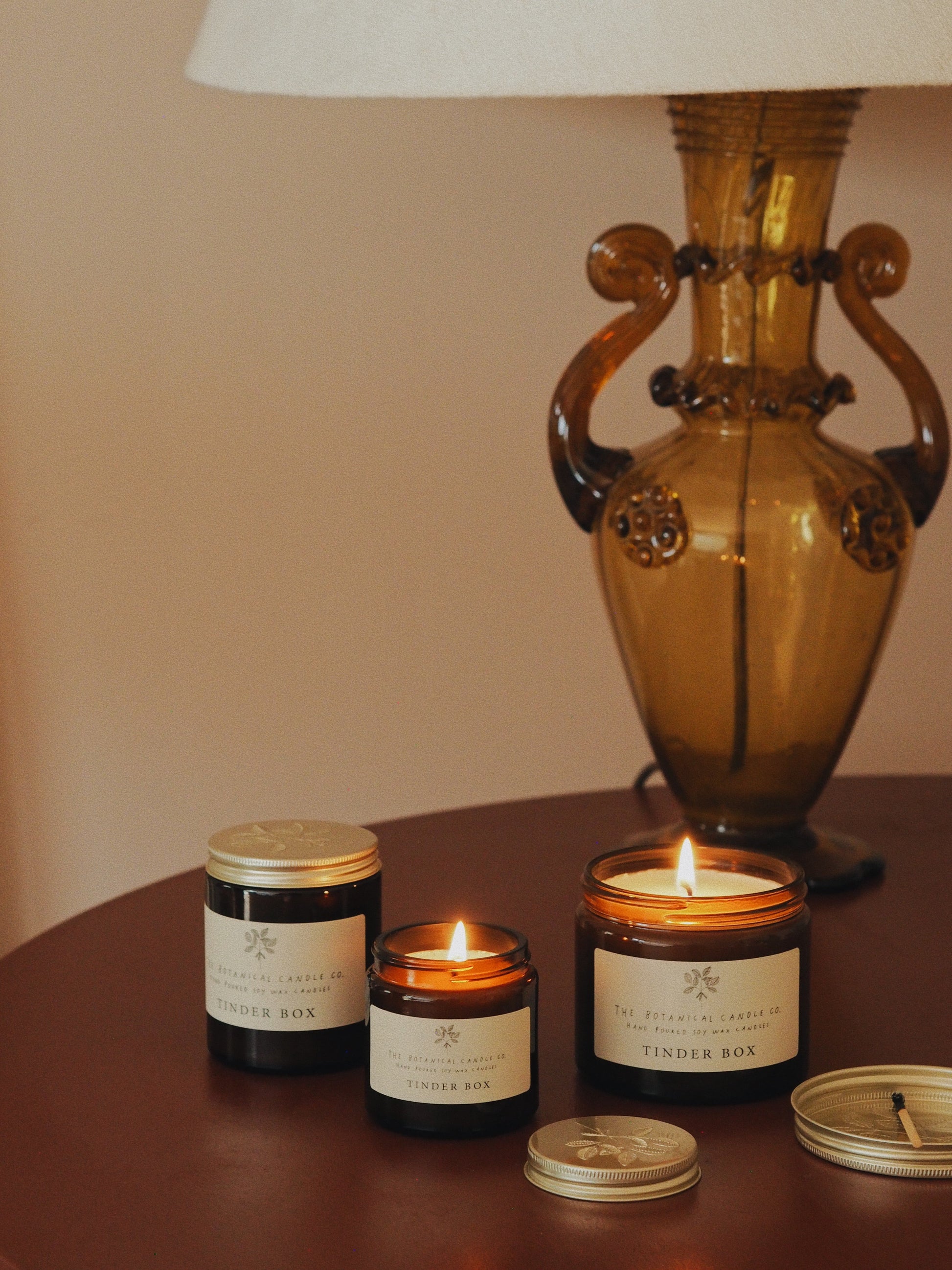 Tinder Box hand-poured soy wax candle by The Botanical Candle Co.