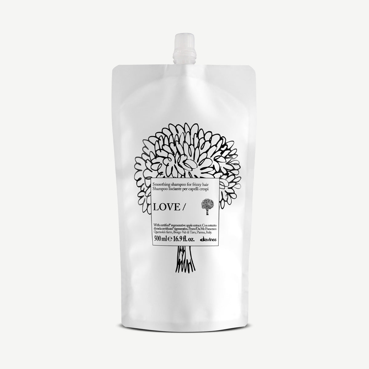 Davines Love Smoothing Shampoo 500ml refill pouch, smoothing shampoo refill for frizzy hair