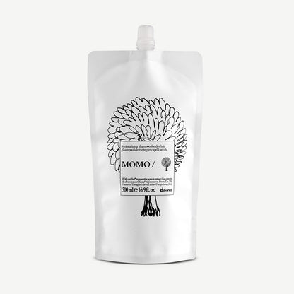 Davines Momo Shampoo 500ml refill pouch, moisturising shampoo refill for dry hair