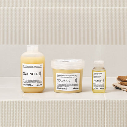 Lifestyle photo of Davines Nounou Shampoo for damaged hair